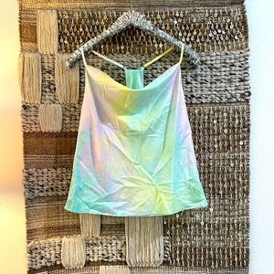 🌈 NWT Do + Be satin tank in pastel rainbow sz S 🌈